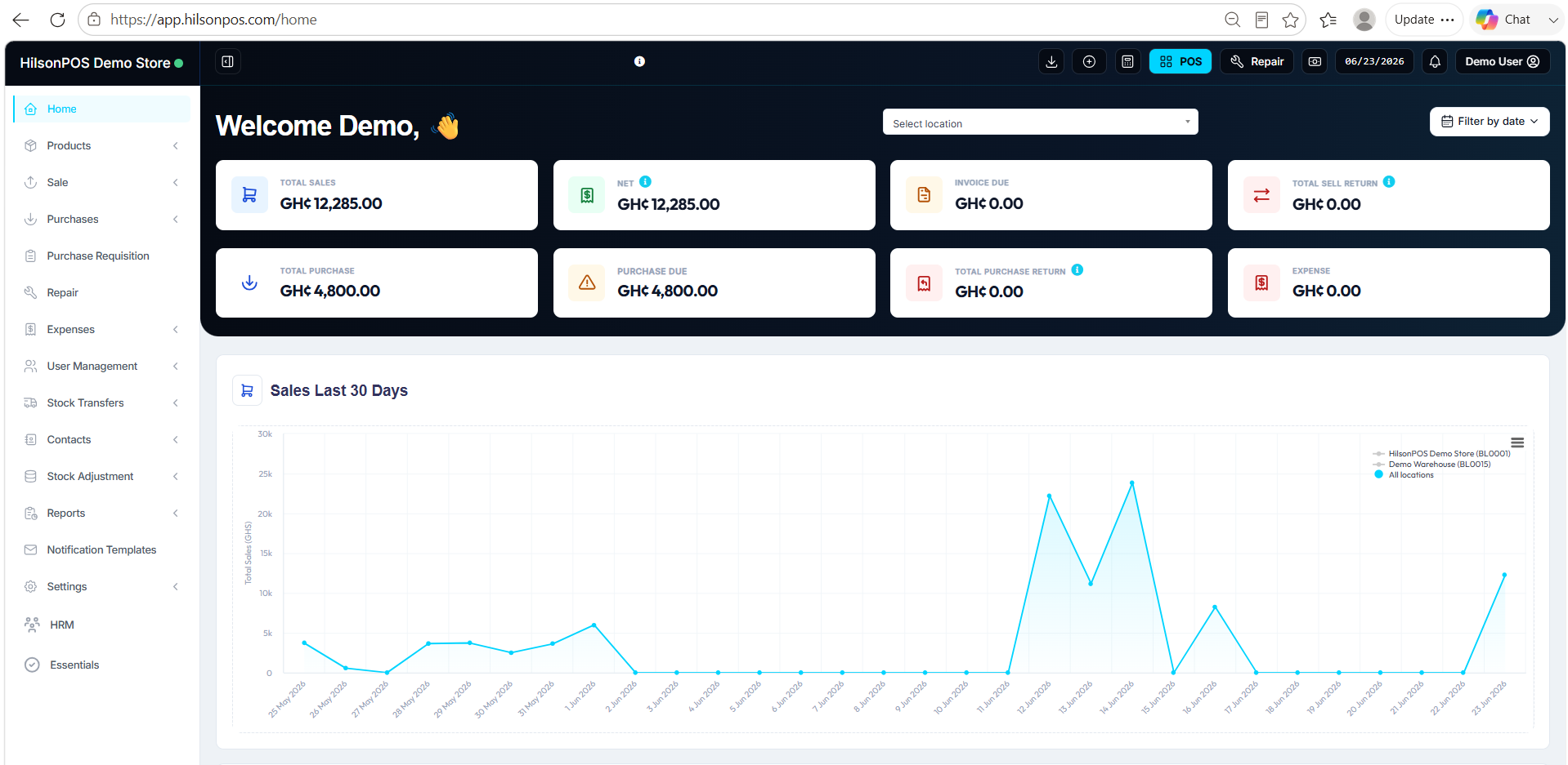 HilsonPOS Dashboard — POS system Ghana