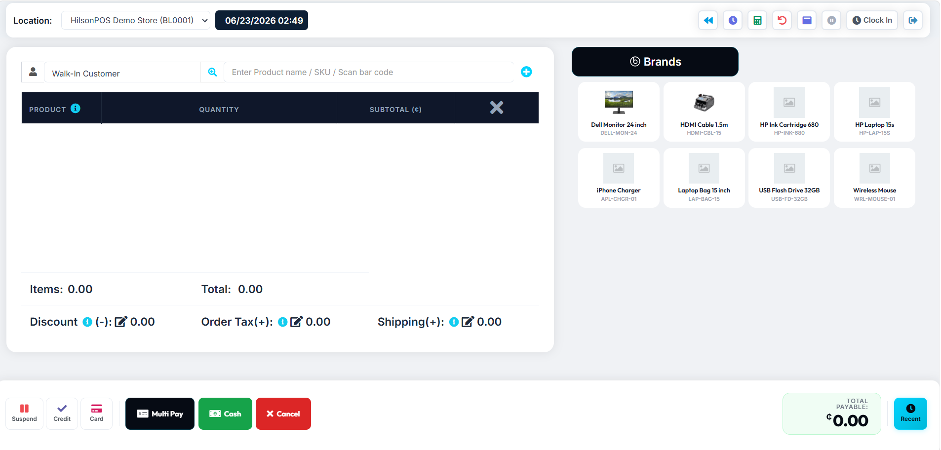 HilsonPOS POS Screen